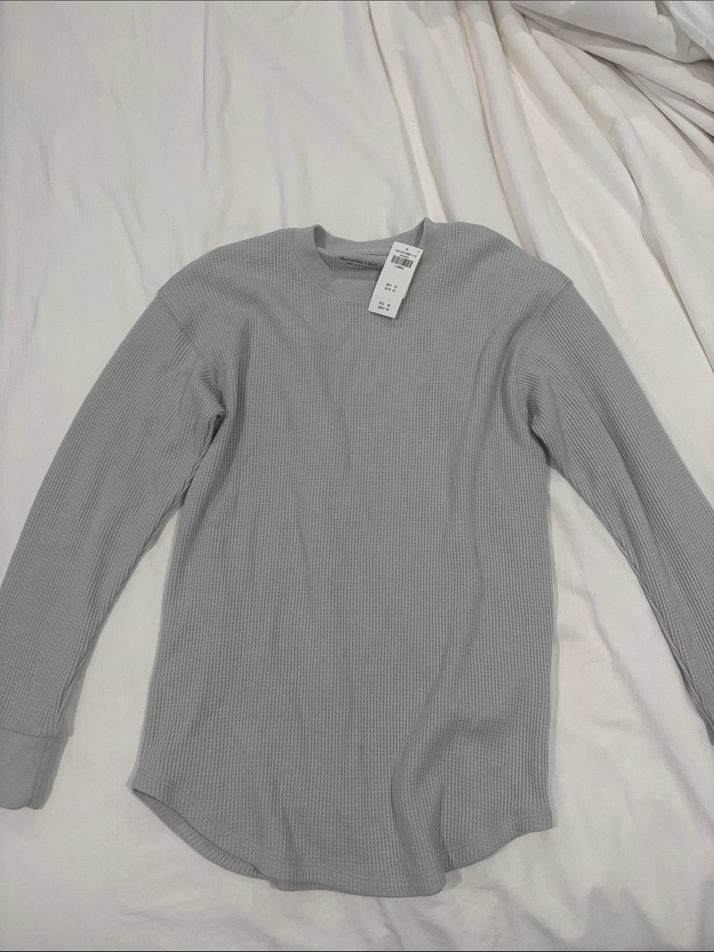 Abercrombie & Fitch Light Gray Long Sleeve Waffle Tee